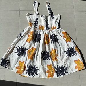 Floral Print Dress - White, Yellow, Black
